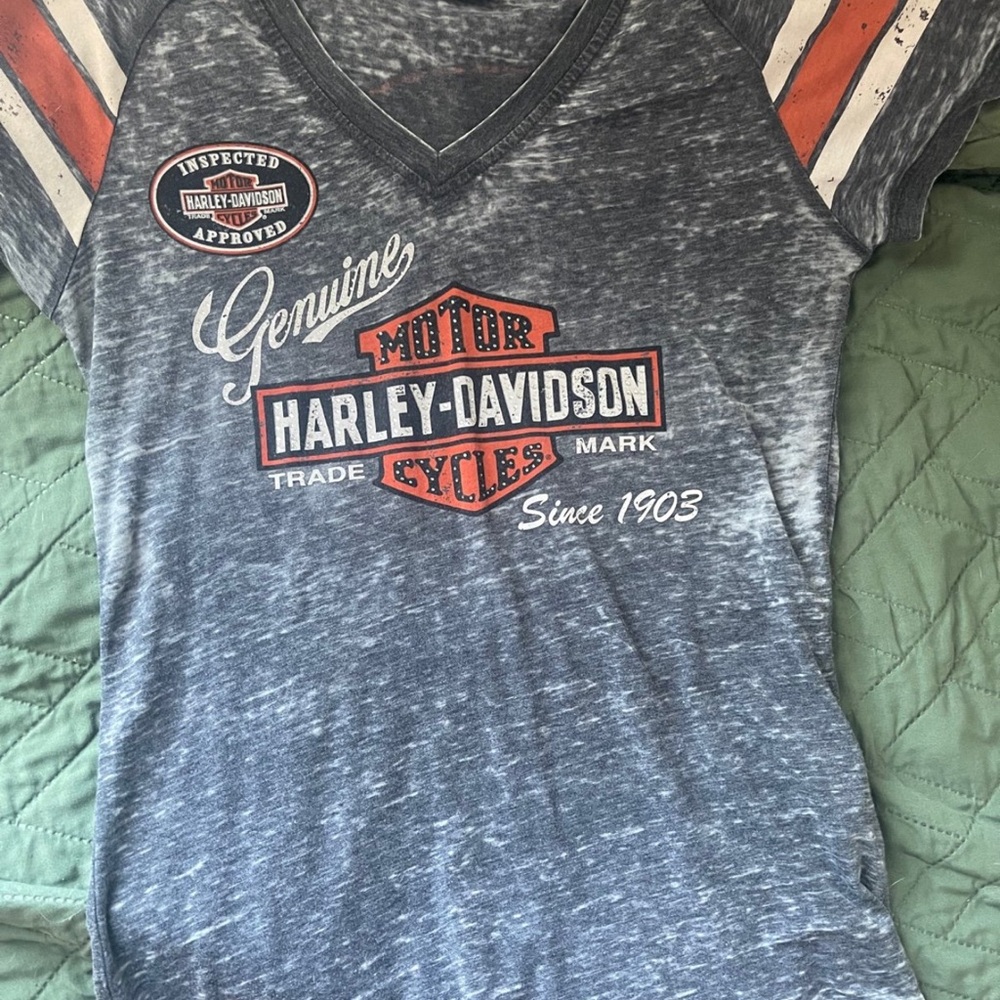 Harley-Davidson Gray V-Neck T-Shirt